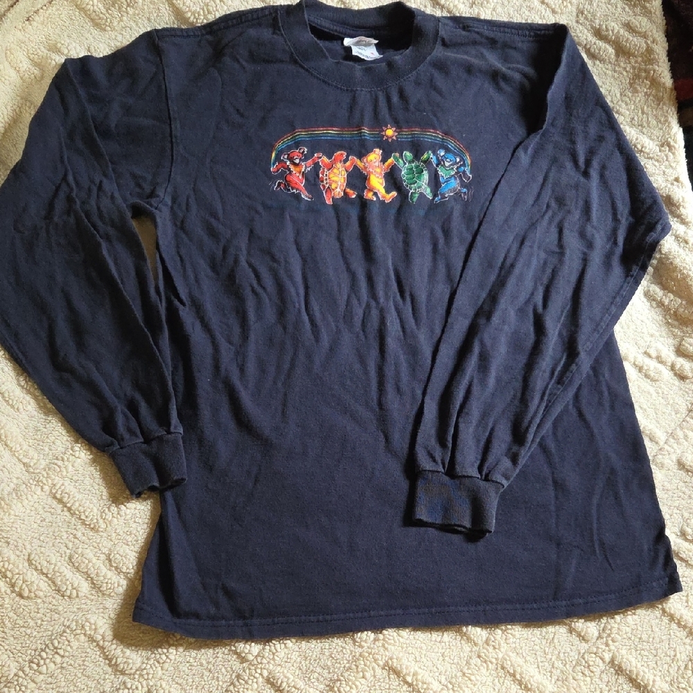 Grateful Dead Black Long Sleeve Tee with Rainbow Dancing Bears